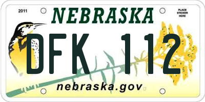 NE license plate DFK112
