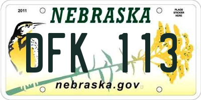 NE license plate DFK113