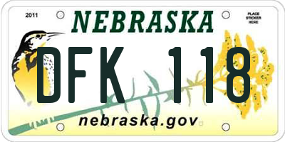 NE license plate DFK118