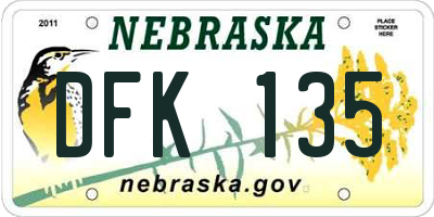 NE license plate DFK135