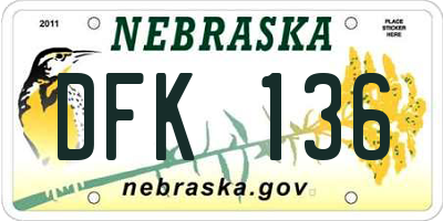NE license plate DFK136