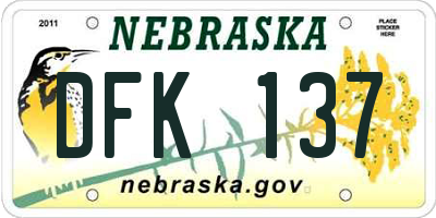 NE license plate DFK137