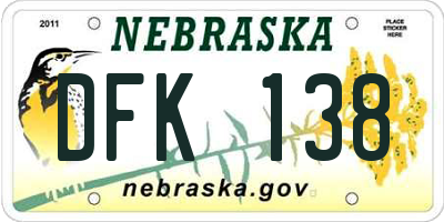 NE license plate DFK138
