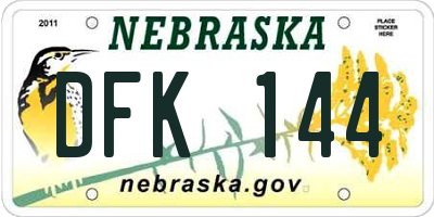 NE license plate DFK144