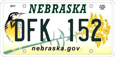 NE license plate DFK152
