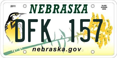 NE license plate DFK157