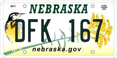 NE license plate DFK167