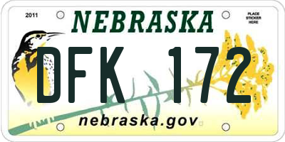 NE license plate DFK172