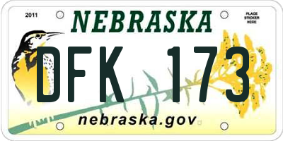 NE license plate DFK173