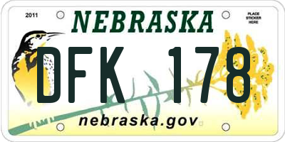 NE license plate DFK178