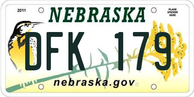 NE license plate DFK179