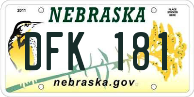 NE license plate DFK181