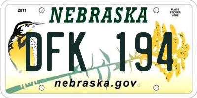 NE license plate DFK194