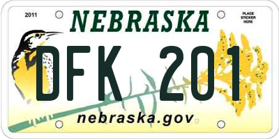 NE license plate DFK201