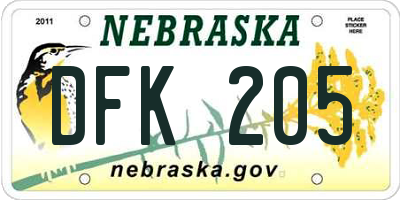 NE license plate DFK205