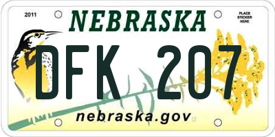NE license plate DFK207