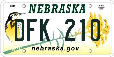 NE license plate DFK210
