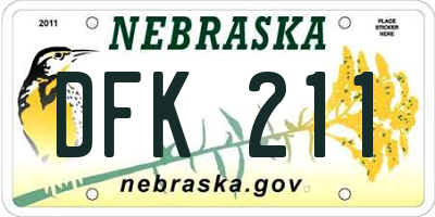 NE license plate DFK211