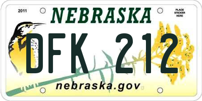 NE license plate DFK212