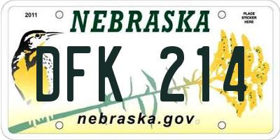 NE license plate DFK214