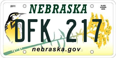 NE license plate DFK217