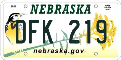 NE license plate DFK219