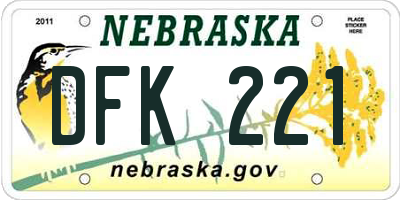 NE license plate DFK221