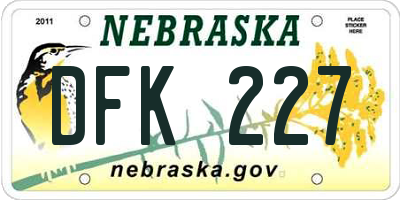 NE license plate DFK227