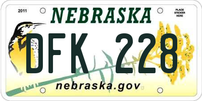 NE license plate DFK228