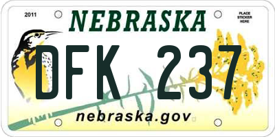 NE license plate DFK237