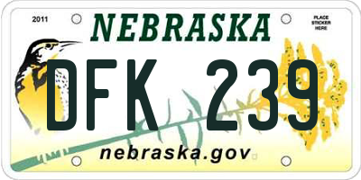NE license plate DFK239