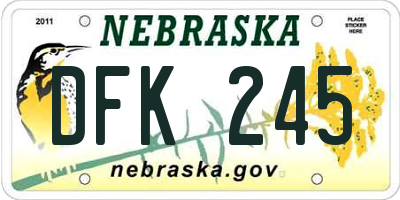 NE license plate DFK245