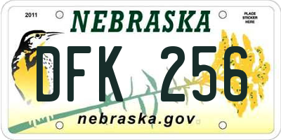 NE license plate DFK256