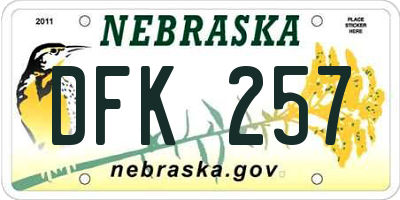 NE license plate DFK257