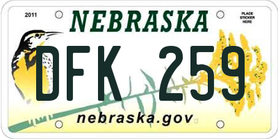 NE license plate DFK259