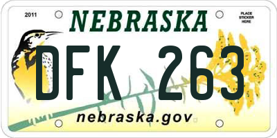 NE license plate DFK263