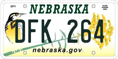 NE license plate DFK264