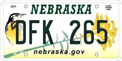 NE license plate DFK265