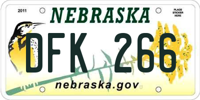 NE license plate DFK266