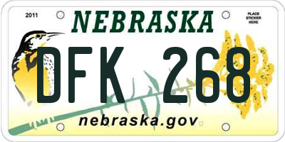NE license plate DFK268