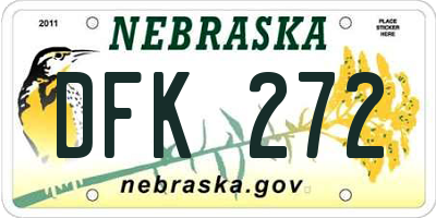 NE license plate DFK272