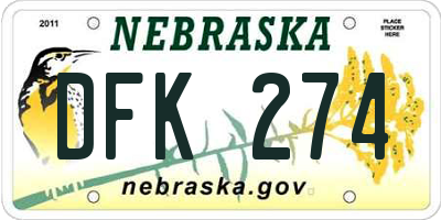 NE license plate DFK274