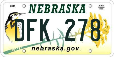 NE license plate DFK278