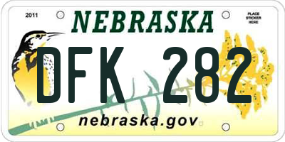 NE license plate DFK282