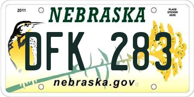 NE license plate DFK283
