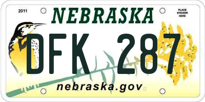 NE license plate DFK287