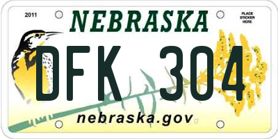 NE license plate DFK304