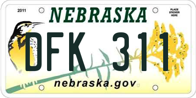 NE license plate DFK311