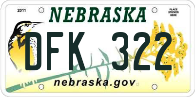 NE license plate DFK322