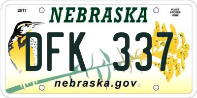 NE license plate DFK337